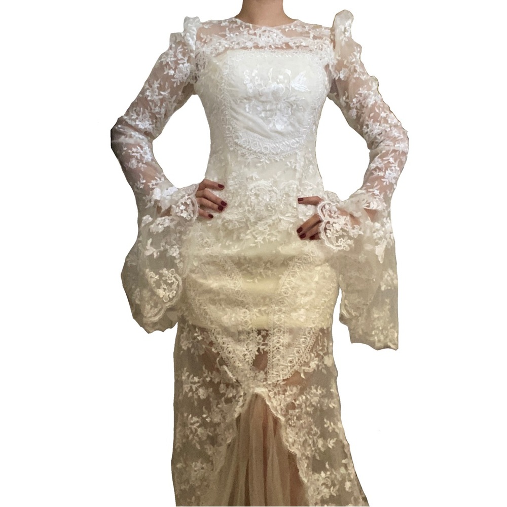 Romantic gothic boho victorian custom made wedding dress